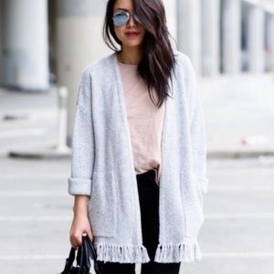 MADEWELL Marled Chunky Knit Fringe Open Front Memento Cardigan Sweater NEW